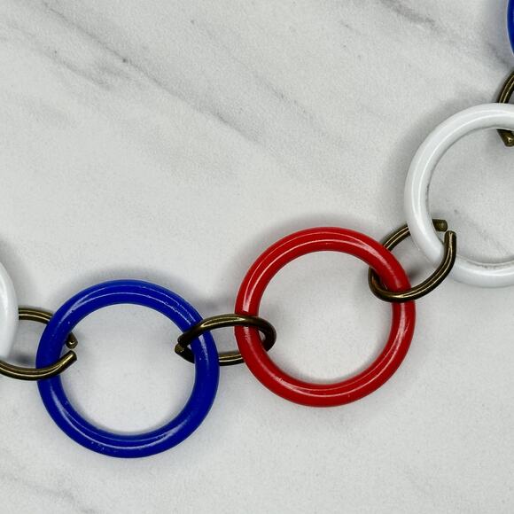 Vintage Red White Blue Chain Link Belt Size S/M Patriotic - Picture 4 of 10